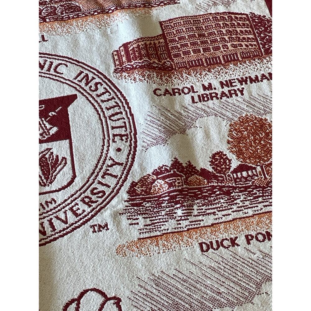 Vintage Virginia Tech Hokies University Afghan Blanket Tapestry Throw 64" X 46” - Picture 4 of 7